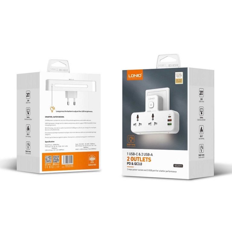 LDNIO SC2311 Power Extension with USB and Night Lamp